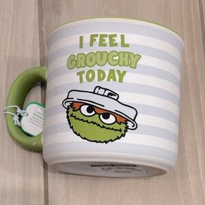 NWT Sesame Street Oscar the Grouch I feel grouchy today striped mug